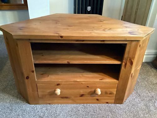 Wood corner stand unit - wood, tv