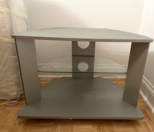 Grey corner stand with - corner, tv