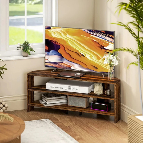 Rustic brown corner unit - corner, tv
